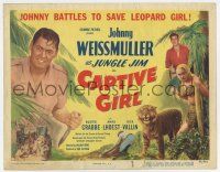 7a187 CAPTIVE GIRL TC '50 Weissmuller as Jungle Jim battles to save Leopard Girl. Buster Crabbe!