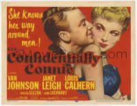 7a219 CONFIDENTIALLY CONNIE TC '53 romantic close up art of sexy Janet Leigh & Van Johnson!
