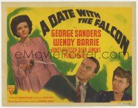 7a249 DATE WITH THE FALCON TC '41 detective George Sanders, Wendy Barrie with smoking gun!