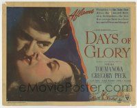 7a255 DAYS OF GLORY TC '44 romantic close up of Russian Gregory Peck & Tamara Toumanova!