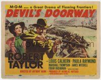 7a276 DEVIL'S DOORWAY TC '50 art of Robert Taylor with rifle & Paula Raymond, Anthony Mann!
