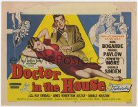 7a283 DOCTOR IN THE HOUSE TC '55 art of English Dr. Dirk Bogarde examining super sexy babe!