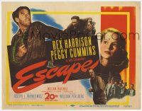 7a315 ESCAPE TC '48 Rex Harrison, pretty Peggy Cummins, prison escape drama from hit stage play!