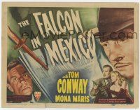 7a332 FALCON IN MEXICO TC '44 art of Tom Conway & Mona Maris by newspaper murder headline!