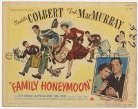 7a335 FAMILY HONEYMOON TC '48 great art of newlyweds Claudette Colbert & Fred MacMurray with kids!