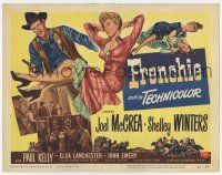 7a385 FRENCHIE TC '51 art of sexy lace-trimmed Shelley Winters with sheriff Joel McCrea!
