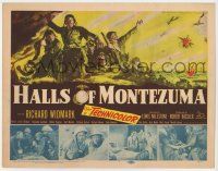 7a456 HALLS OF MONTEZUMA TC '51 art of WWII soldiers Richard Widmark, Jack Palance & Robert Wagner