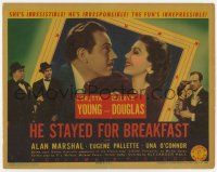7a466 HE STAYED FOR BREAKFAST TC '40 irresistible Loretta Young & irresponsible Melvyn Douglas!