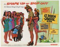 7a570 LT. ROBIN CRUSOE, U.S.N. TC R74 Disney, great art of Dick Van Dyke with sexy island girls!