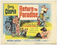 7a666 RETURN TO PARADISE TC '53 art of Gary Cooper on South Seas island, James A. Michener!