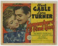 7a709 SOMEWHERE I'LL FIND YOU TC '42 great romantic close up of Clark Gable & sexy Lana Turner!