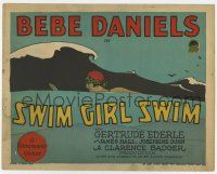 7a738 SWIM GIRL SWIM TC '27 great artwork of distance swimmer Bebe Daniels swimming in the ocean!