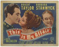 7a756 THIS IS MY AFFAIR TC R49 Robert Taylor about to kiss Barbara Stanwyck, Victor McLaglen