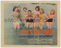 7a846 YOU SAID A MOUTHFUL TC '32 Joe E. Brown with Ginger Rogers & five other sexy swimsuit girls!