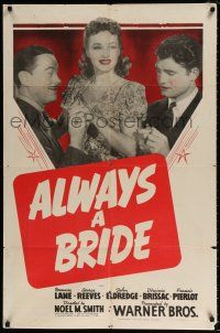 7b016 ALWAYS A BRIDE 1sh '40 great romantic close up of Rosemary Lane & George Reeves!