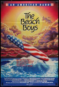 7b079 BEACH BOYS: AN AMERICAN BAND 1sh '85 cool artwork of American flag surfboard over ocean!