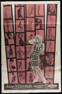 7b090 BELLBOY & THE PLAYGIRLS pink style 1sh '62 sexy 3D June Wilkinson, cool film strip design