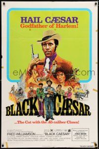 7b105 BLACK CAESAR 1sh '73 AIP Williamson blaxploitation, Godfather of Harlem art by G. Akimoto!