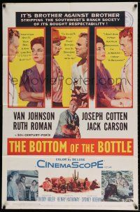 7b127 BOTTOM OF THE BOTTLE 1sh '56 alcoholic Van Johnson, Joseph Cotten, Ruth Roman, Jack Carson