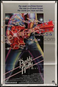 7b138 BUDDY HOLLY STORY style B 1sh '78 Gary Busey great art of electrified guitar, rock 'n' roll!