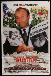 7b140 BUSTER 1sh '88 David Green, image of Phil Collins w/flowers, he'll steal your heart!