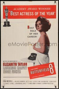 7b141 BUTTERFIELD 8 awards 1sh '60 callgirl Elizabeth Taylor in the best role of her career!