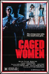 7b144 CAGED WOMEN 1sh '84 lesbian prison sex, the strong ones take, the weak ones give!