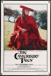 7b148 CANTERBURY TALES 1sh '80 Pier Paolo Pasolini, image of woman in wild red outfit!
