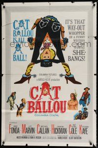 7b155 CAT BALLOU int'l 1sh '65 classic sexy cowgirl Jane Fonda, Lee Marvin, great artwork!