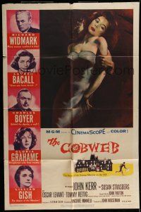 7b171 COBWEB 1sh '55 Richard Widmark, Lauren Bacall, Charles Boyer, Gloria Grahame, Gish