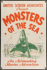 7b201 DEVIL MONSTER 1sh R30s Monsters of the Sea, cool artwork of giant manta ray!