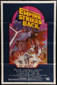 7b226 EMPIRE STRIKES BACK 1sh R82 George Lucas sci-fi classic, cool artwork by Tom Jung!