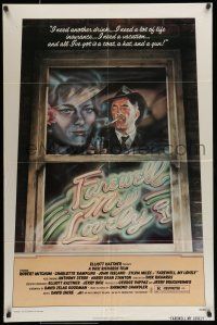 7b246 FAREWELL MY LOVELY 1sh '75 cool David McMacken artwork of Robert Mitchum smoking in window!