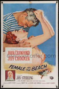7b250 FEMALE ON THE BEACH 1sh '55 Joan Crawford, Jeff Chandler, Jan Sterling!