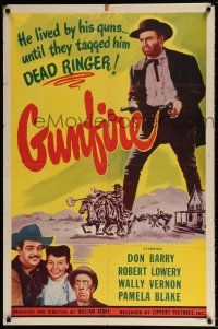 7b328 GUNFIRE 1sh '50 Don Red Barry is hunted by the James Gang for being a Dead Ringer!
