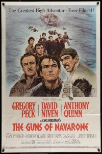 7b330 GUNS OF NAVARONE 1sh '61 Gregory Peck, David Niven & Anthony Quinn by Howard Terpning!