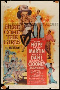 7b351 HERE COME THE GIRLS 1sh '53 Bob Hope, Tony Martin & most beautiful showgirls!