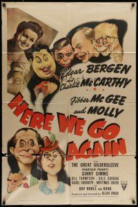 7b352 HERE WE GO AGAIN style A 1sh '42 art of Edgar Bergen & Charlie McCarthy, Fibber McGee & Molly