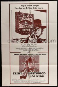 7b359 HIGH PLAINS DRIFTER/JOE KIDD 1sh '75 cool Clint Eastwood western double-bill!