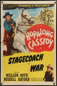 7b382 HOPALONG CASSIDY style C 1sh '40s artwork of William Boyd as Hopalong Cassidy, Stagecoach War!