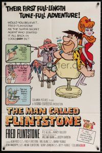 7b479 MAN CALLED FLINTSTONE 1sh '66 Hanna-Barbera, Fred, Barney, Wilma & Betty, cartoon spy spoof!