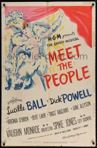 7b498 MEET THE PEOPLE 1sh '44 really cool Ventei art of sexy Broadway star Lucille Ball!