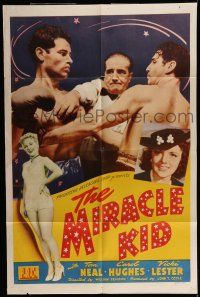 7b514 MIRACLE KID 1sh '41 great close up image of boxer Tom Neal in ring & sexy Carol Hughes!