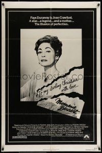 7b523 MOMMIE DEAREST 1sh '81 great portrait of Faye Dunaway as legendary actress Joan Crawford!