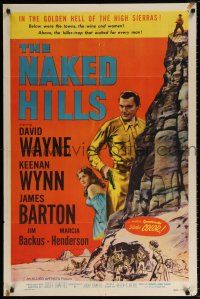 7b546 NAKED HILLS 1sh '56 David Wayne in the golden Hell of the High Sierras!