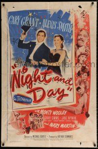7b555 NIGHT & DAY 1sh '46 Cary Grant as Cole Porter loves sexy Alexis Smith!