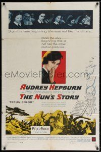 7b565 NUN'S STORY 1sh '59 religious missionary Audrey Hepburn was not like the others, Peter Finch