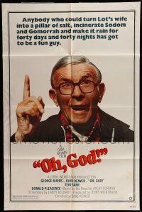 7b572 OH GOD 1sh '77 directed by Carl Reiner, great super close up of wacky George Burns!