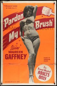 7b605 PARDON MY BRUSH 1sh '64 sexy Maureen Gaffney, barest nudie of them all!