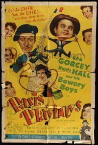 7b607 PARIS PLAYBOYS 1sh '54 great wacky image of Bowery Boys Leo Gorcey & Huntz Hall!